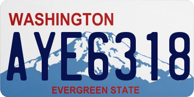 WA license plate AYE6318