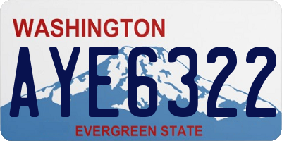WA license plate AYE6322