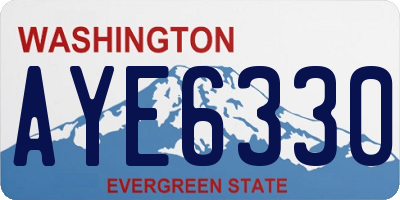 WA license plate AYE6330
