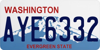 WA license plate AYE6332