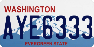 WA license plate AYE6333