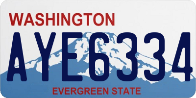 WA license plate AYE6334