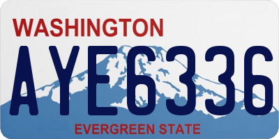 WA license plate AYE6336