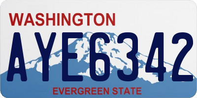 WA license plate AYE6342