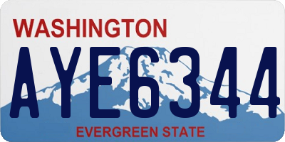 WA license plate AYE6344