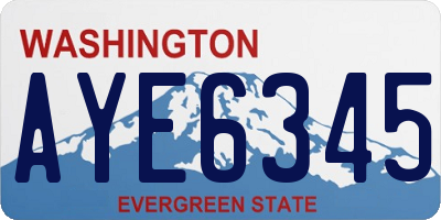 WA license plate AYE6345