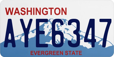 WA license plate AYE6347