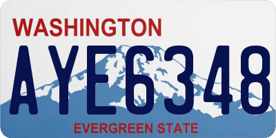 WA license plate AYE6348