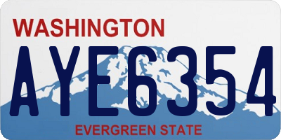 WA license plate AYE6354