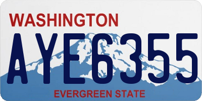 WA license plate AYE6355