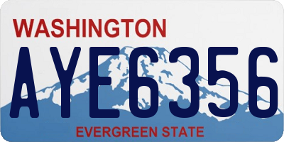 WA license plate AYE6356