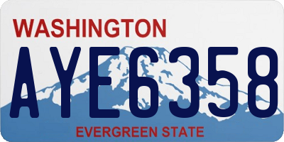 WA license plate AYE6358