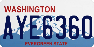 WA license plate AYE6360