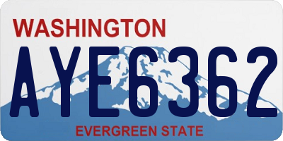 WA license plate AYE6362