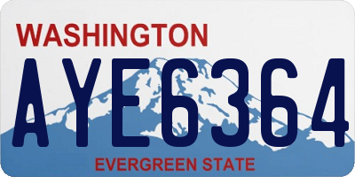 WA license plate AYE6364