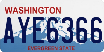 WA license plate AYE6366