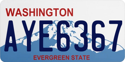 WA license plate AYE6367