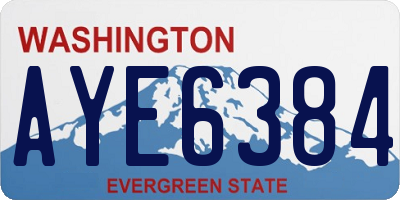 WA license plate AYE6384