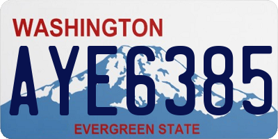 WA license plate AYE6385