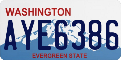 WA license plate AYE6386