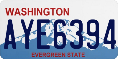 WA license plate AYE6394
