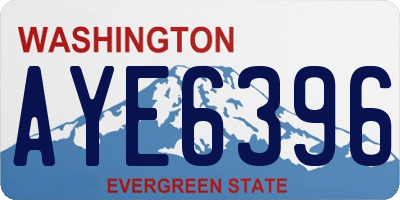 WA license plate AYE6396