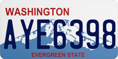 WA license plate AYE6398
