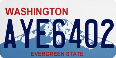 WA license plate AYE6402