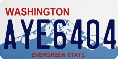 WA license plate AYE6404