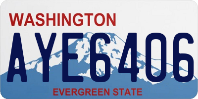 WA license plate AYE6406