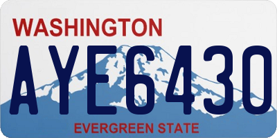 WA license plate AYE6430