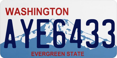 WA license plate AYE6433