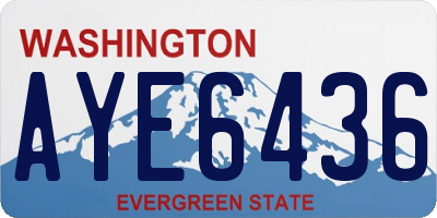 WA license plate AYE6436