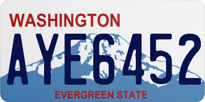 WA license plate AYE6452