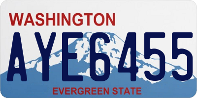 WA license plate AYE6455