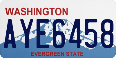 WA license plate AYE6458