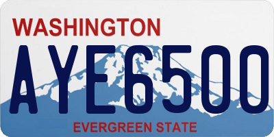 WA license plate AYE6500