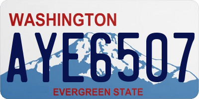 WA license plate AYE6507