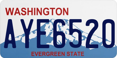 WA license plate AYE6520