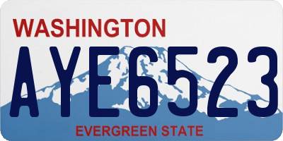 WA license plate AYE6523