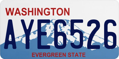 WA license plate AYE6526