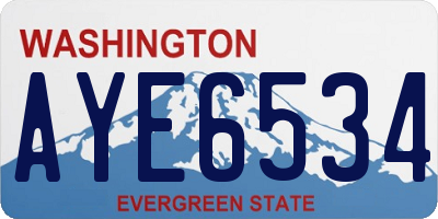 WA license plate AYE6534