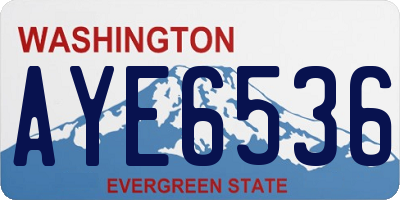 WA license plate AYE6536