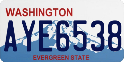 WA license plate AYE6538