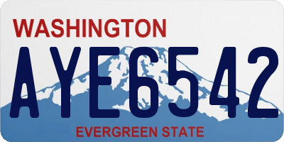 WA license plate AYE6542