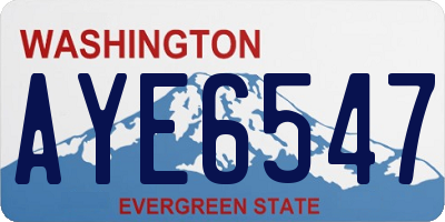 WA license plate AYE6547