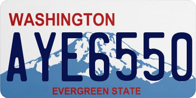 WA license plate AYE6550