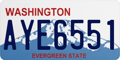 WA license plate AYE6551