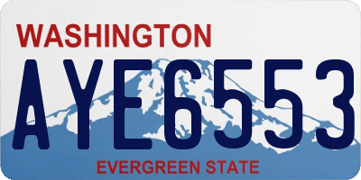 WA license plate AYE6553