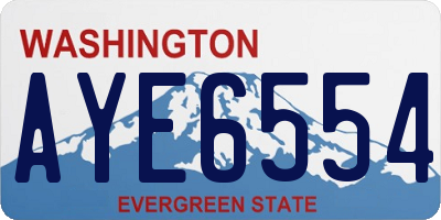 WA license plate AYE6554